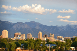 A cityscape in Salt Lake City in Utah.