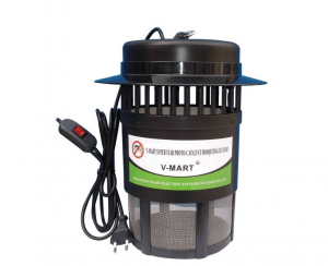 Black electric mosquito trap with mesh base and power cord.