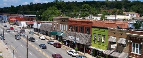 A small-town main street.