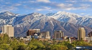 The skyline of Salt Lake City, Utah.