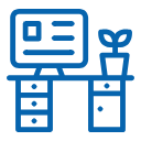 A workspace or office desk setup.