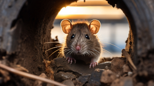 small brown rat peeking